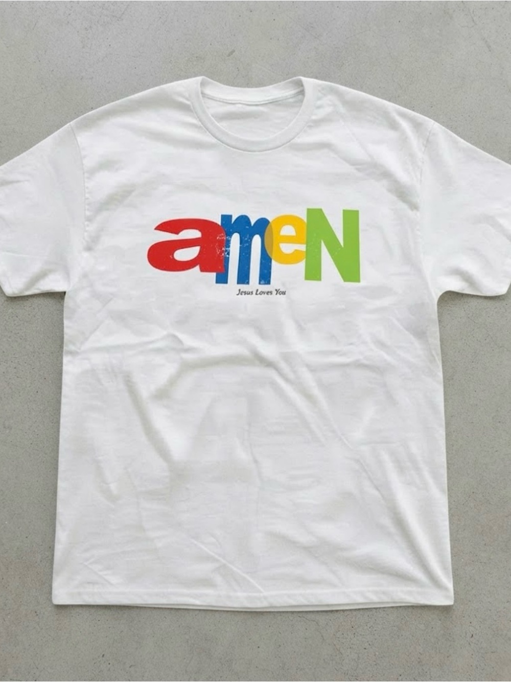 Amen Lettering Graphic White Cotton Gildan T-Shirt